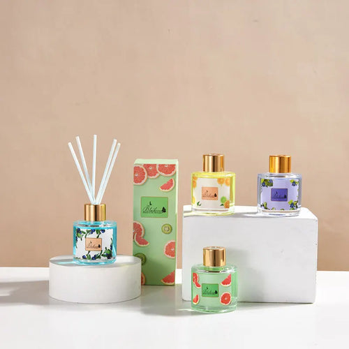 Luxury Home Fragrance 50ML Fashion Glass Bottle Fruity Scent Perfume Essential Oil Diffuser Scent Reed Diffuser