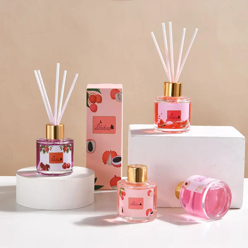 Luxury Home Fragrance 50ML Fashion Glass Bottle Fruity Scent Perfume Essential Oil Diffuser Scent Reed Diffuser
